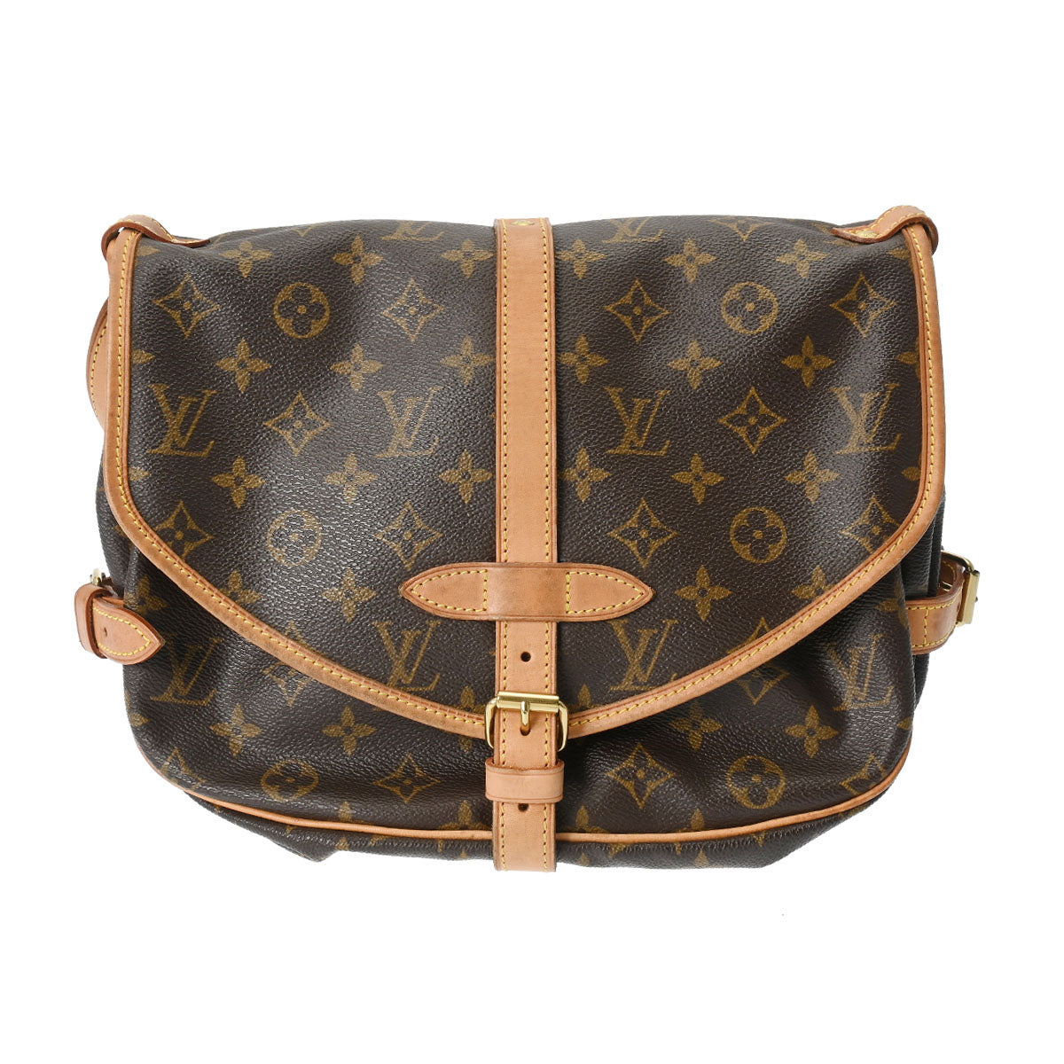 LOUIS VUITTON ルイヴィトン モノグラム ソミュール 30 ブラウン M42256 レディース モノグラムキャンバス ショルダーバッグ Bランク 中古 