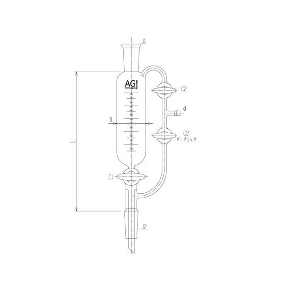 旭製作所 セミ・ミクロ ウィットマー分留受器 ガラスコック 30mL 160mm 3670-30-3M 1個 65-1837-63（直送品）