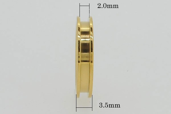 ハンドメイド素材 316Lサージカルステンレス ゴールド 指輪(リング） 幅3.5mm 内径18mm(16号)