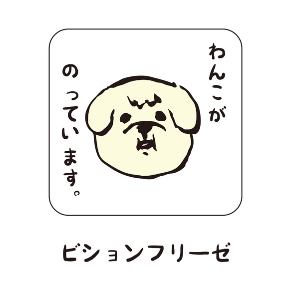 わんこステッカー　シール　犬　ビションフリーゼ　カーステッカー　四角