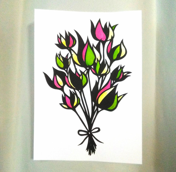 【切り絵】原画　A5サイズ　bouquet3