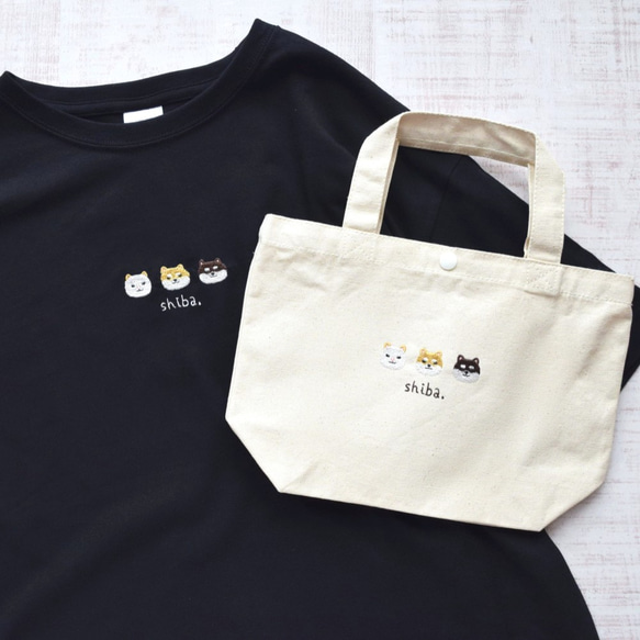 柴犬刺繍Tシャツ&トートバッグセット 《ブラック》メンズ レディース  キッズ お弁当　夏の福袋