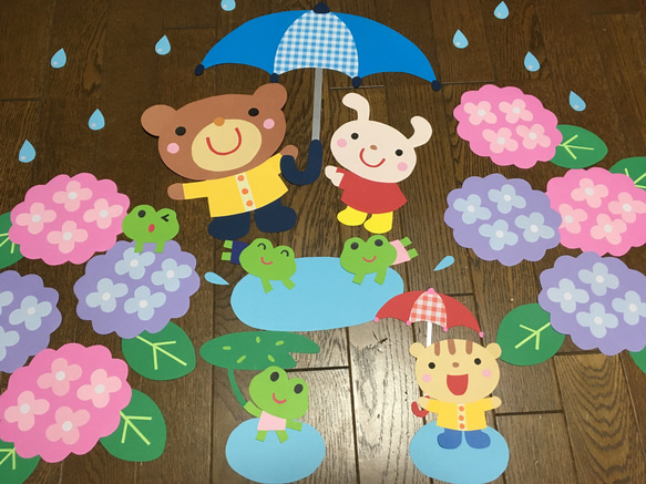 ☆大きな壁面飾り☆雨の日でも楽しいよ 梅雨 傘 ６月 幼稚園 保育園 施設 病院