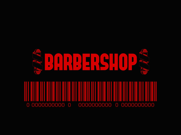 バーコードとサインポール barber ショップ名入れ無料