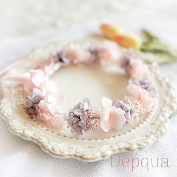 【送料無料】花冠　ベビー　~pastel pink purple~ 花かんむり　キッズ　ピンク　子供用　リングガール