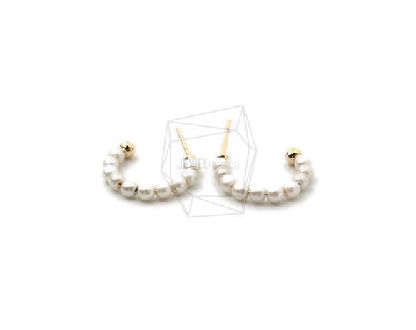 ERG-1527-G【2個入り】パールCシェイプピアス,Pearl C shape Post  Earring