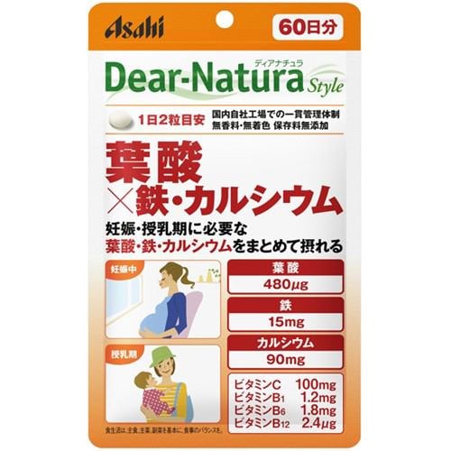 アサヒ（Asahi） ディアナチュラスタイル 葉酸×鉄・カルシウム (120粒)