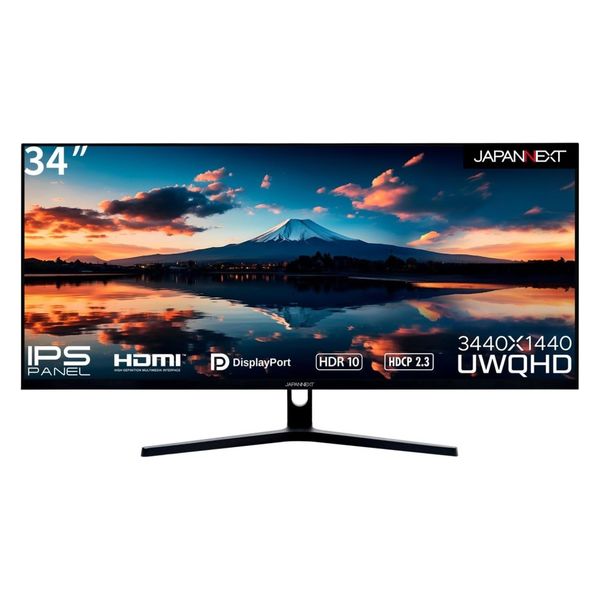 34インチ ウルトラワイド液晶ディスプレイ(3440x1440/IPS/DPx2/HDMIx2) JN-IPS3401UWQHDR（直送品）