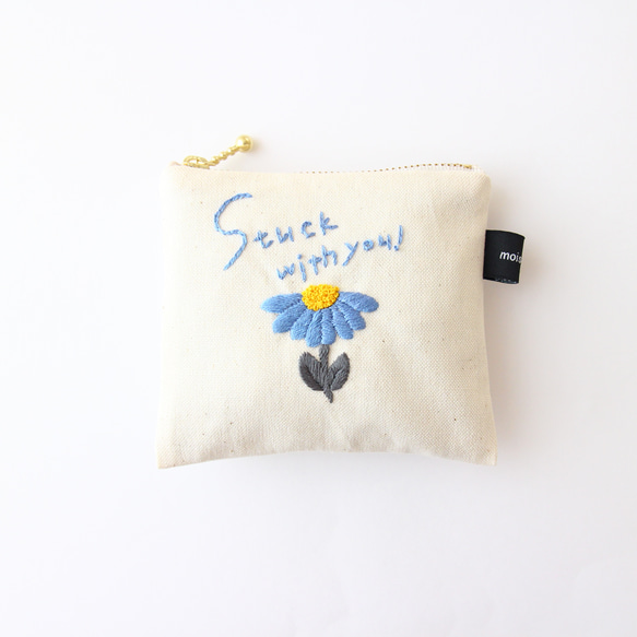 〈10㎝ファスナー〉Stuck with you !刺繍ポーチ