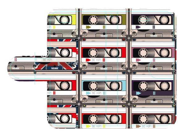新品送料無料 iPhoneケース 手帳型　カセットテープだらけ