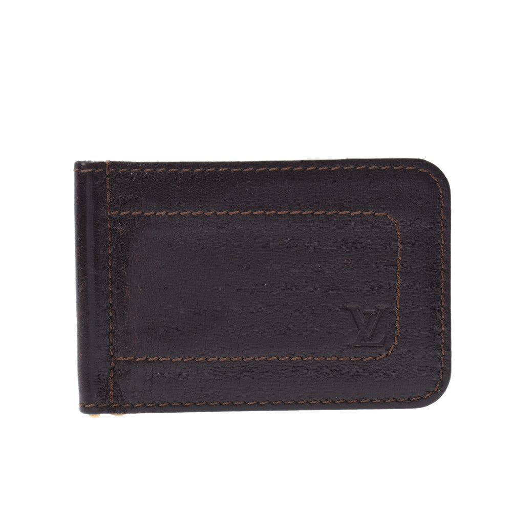 LOUIS VUITTON ルイヴィトン ポルトフォイユパンㇲ マネークリップ付き ユタ カフェ アンティーク調ゴールド金具 M95454 メンズ レザー 札入れ Bランク 中古 