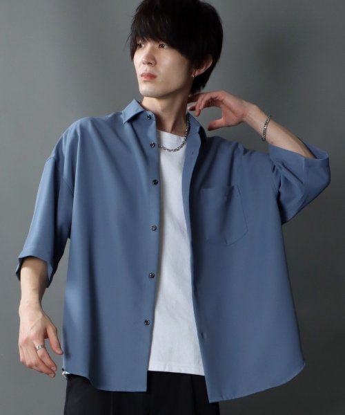 【SITRY】Oversize Drop shoulder Regular collar shirt/オーバーサイズ ドロップショルダー レギュラーカラーシャツ