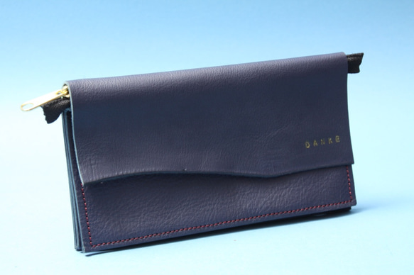 DANKE MEISTER wallet 財布　ユニセックス　レザー　ハンドメイド　ダンケマイスター ネイビー