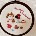 刺繍枠飾り　tea party