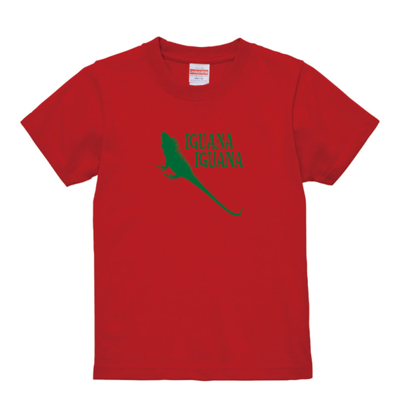 【送料無料】アニマルキッズTシャツ 「イグアナ／ IGUANA IGUANA」（レッド）【ゆうパケット送料サービス】