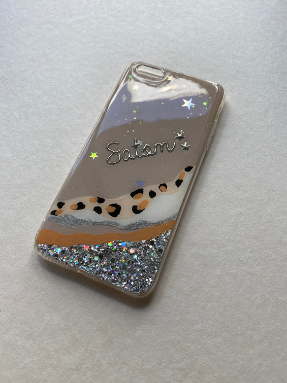 iphone galaxy  名前やロゴが入れられるglitterスマホケース