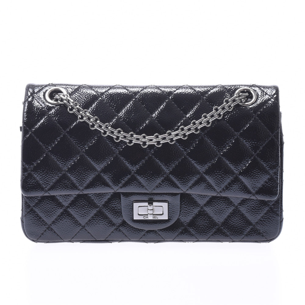 CHANEL シャネル マトラッセ 2.55 チェーンショルダーバッグ 黒 シルバー金具 レディース シャイニーカーフ ショルダーバッグ ABランク 中古 