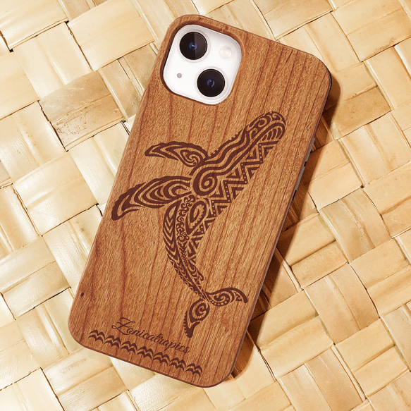 iPhone 【Humpback whale】桜ウッドケース　限定機種　木製ケース　クジラ　ハワイ　小笠原　スマホケース