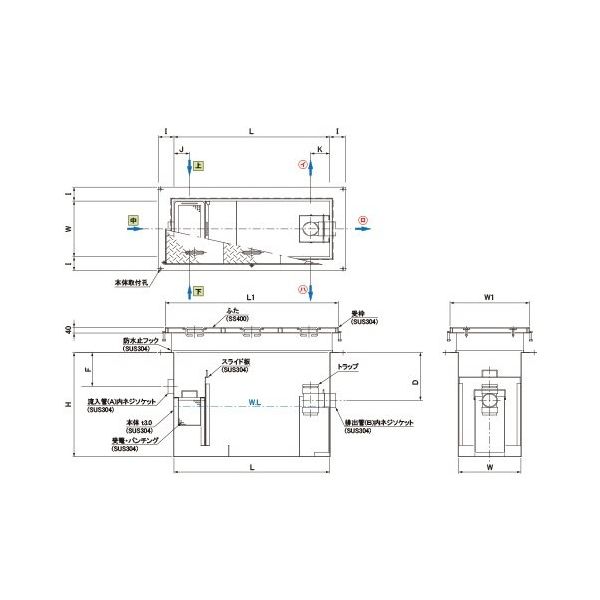 第一機材 グリーストラップ YB(S)型 SE-45SA-YB(S)フタドブツキ 1個（直送品）