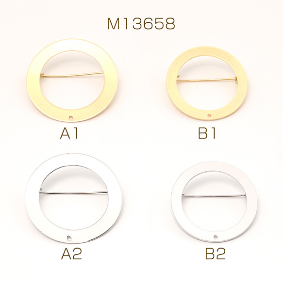 M13658-B1  3個  リングブローチ ブローチ金具 リングブローチ土台 貼付け 穴あり ゴールド 3 x（1ヶ）