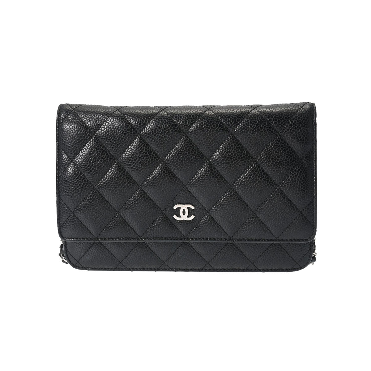 CHANEL シャネル マトラッセ チェーンウォレット 黒 シルバー金具 レディース キャビアスキン ショルダーバッグ ABランク 中古 