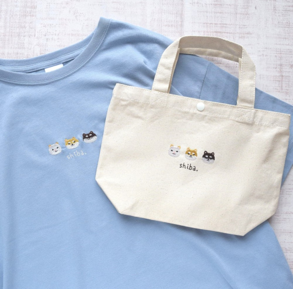 柴犬刺繍Tシャツ&トートバッグセット 《アシッドブルー》メンズ レディース  お弁当　夏の福袋