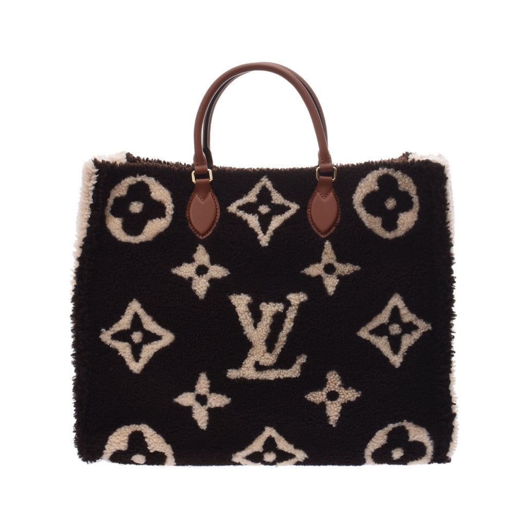 LOUIS VUITTON ルイヴィトン オンザゴーGM モノグラム・テディ ダークブラウン×アイボリー×ブラウン M55420 レディース シアリング トートバッグ 未使用 