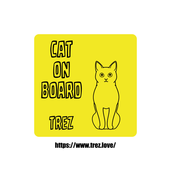 全8色 名前入り CAT ON BOARD ジャパニーズ ボブテイル 三毛猫 ラインアート ステッカー