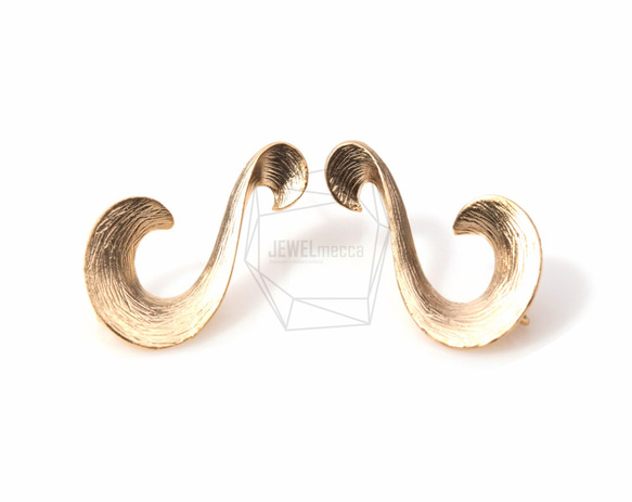 ERG-079-MG【2個入り】ウェーブピアス,wave Ear Post/ 14mm x 24mm