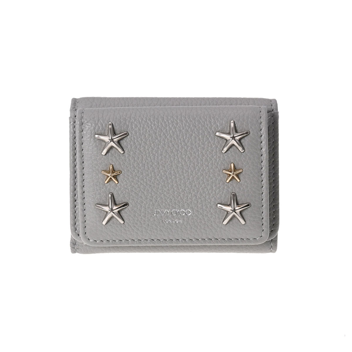 JIMMY CHOO ジミーチュウ コンパクトウォレット スタースタッズ ムーンストーン シルバー金具 NEMO-UUF-0222 レディース カーフ 三つ折り財布 未使用 