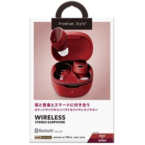 PGA PG-BTE14TW4RD Bluetooth(R)5.0搭載 トゥルーワイヤレスステレオイヤホン (ポケットサイズ) Premium Style レッド×ワイン