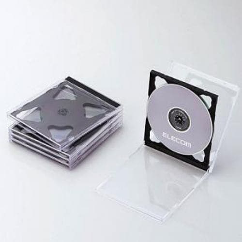 ケース エレコム CD DVD CCD-JSCNW5BK Blu-ray／DVD／CDケース 標準／PS／2枚収納／5パック ブラック