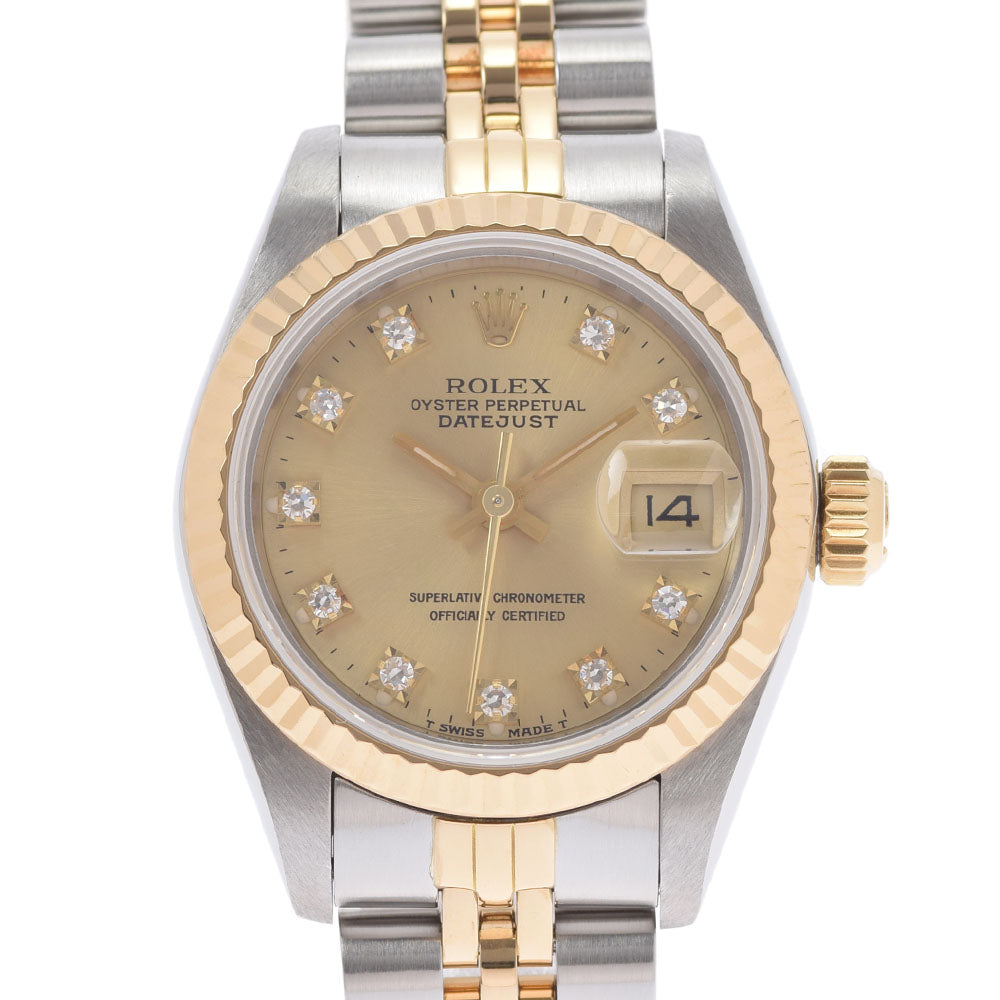 ROLEX ロレックス デイトジャスト 10Pダイヤ 69173G レディース YG/SS 腕時計 自動巻き シャンパン文字盤 Aランク 中古 