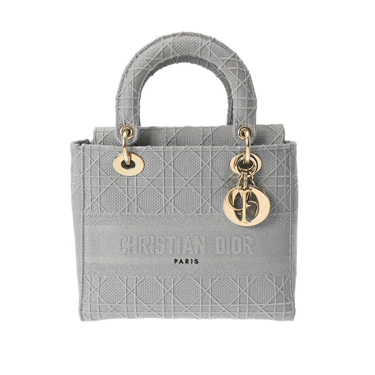 CHRISTIAN DIOR クリスチャンディオール LADY D-LITE グレー M0565OREY レディース キャンバス ハンドバッグ Aランク 中古 