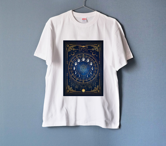 月の満ち欠け・12星座 Tシャツ WHITE・カラー（men&women）