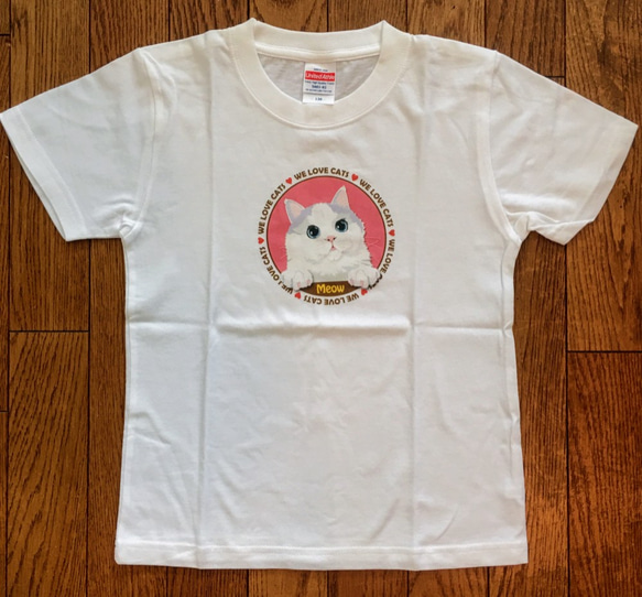 猫 Tシャツ ミャオ！ キッズ・レディース オリジナルデザイン