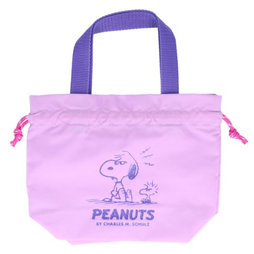 スヌーピー 巾着袋 手提げ巾着 PEANUTS AMERICAN TASTE 10 バイオレット ピーナッツ サンスター文具 小物入れ コスメポーチ プチギフト