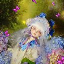 『~続~雨音のnocturne』????耳紫陽花ヘッドドレス【単品】（モヘア使用）SD 60cmドール SDMウィッグサイズ9〜10インチ