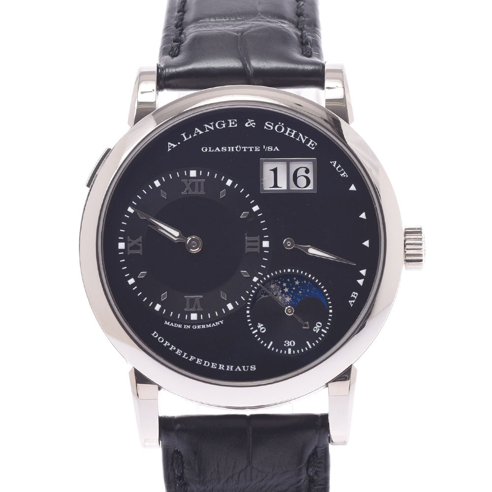 A.LANGE＆SOHNE ランゲ＆ゾーネ ランゲ1 ムーンフェイズ  192.029 メンズ WG/革 腕時計 手巻き 黒文字盤 Aランク 中古 