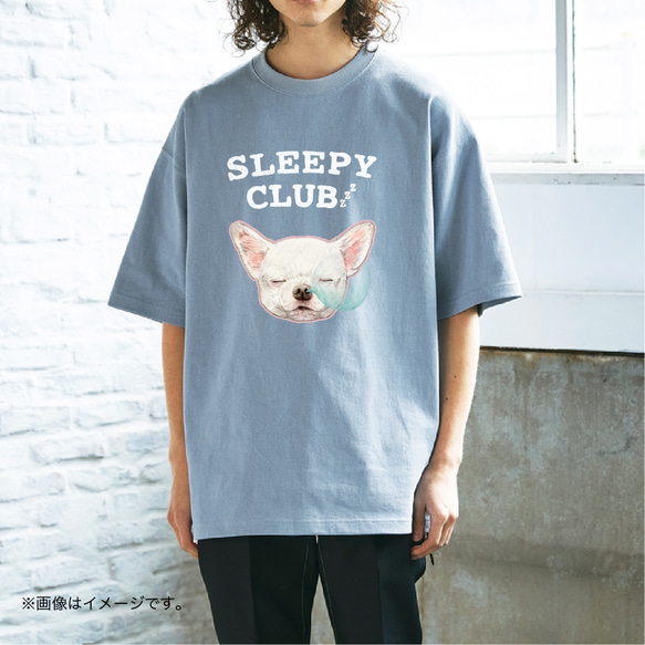 厚みのあるBIGシルエットTシャツ「SLEEPY CLUB_チワワ」/送料無料