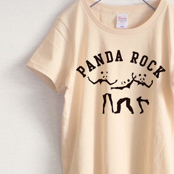 パンダ　ROCK　Tシャツ（ナチュラル）