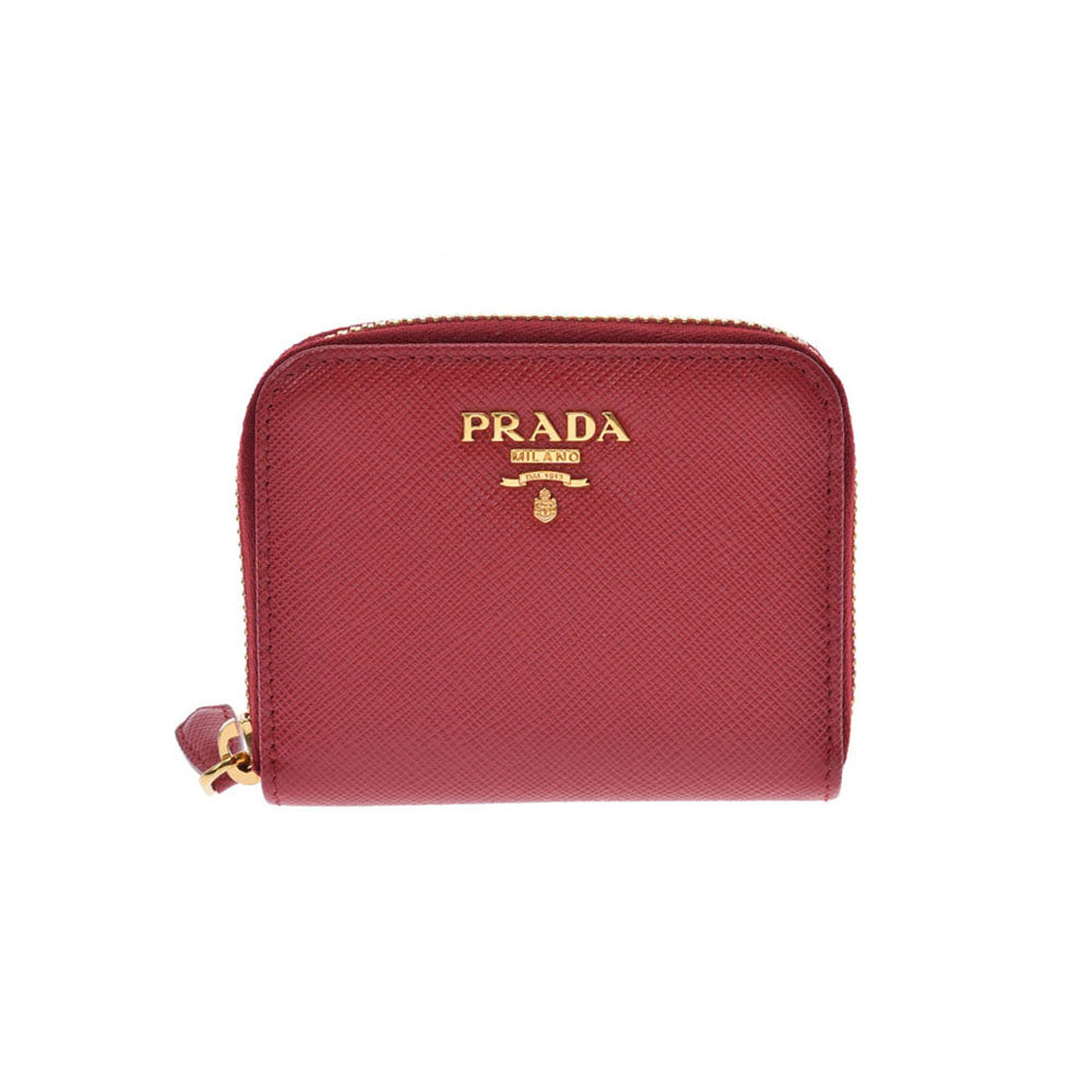 PRADA プラダ 赤 GP金具 1MM268 レディース サフィアーノ コインケース 新同 中古 