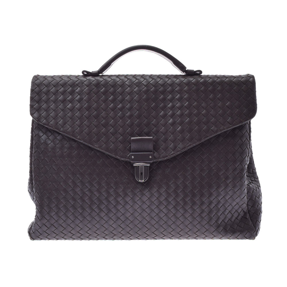 BOTTEGAVENETA ボッテガヴェネタ イントレチャート 書類カバン  ダークブラウン B00880152M メンズ カーフ ビジネスバッグ Bランク 中古 