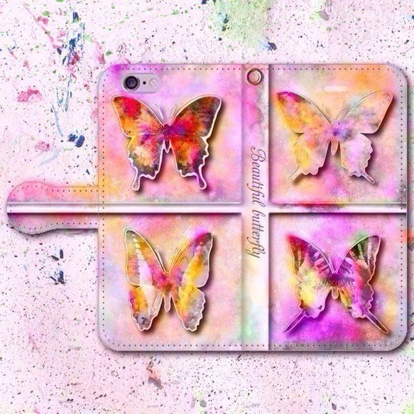 iPhone Android 手帳型スマホケース 蝶 butterfly【送料無料】