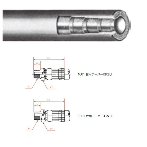 一般油圧ホース 10000mm 両端1001金具 NWP210-38 NWP210-38-10000 1001+1001（直送品）