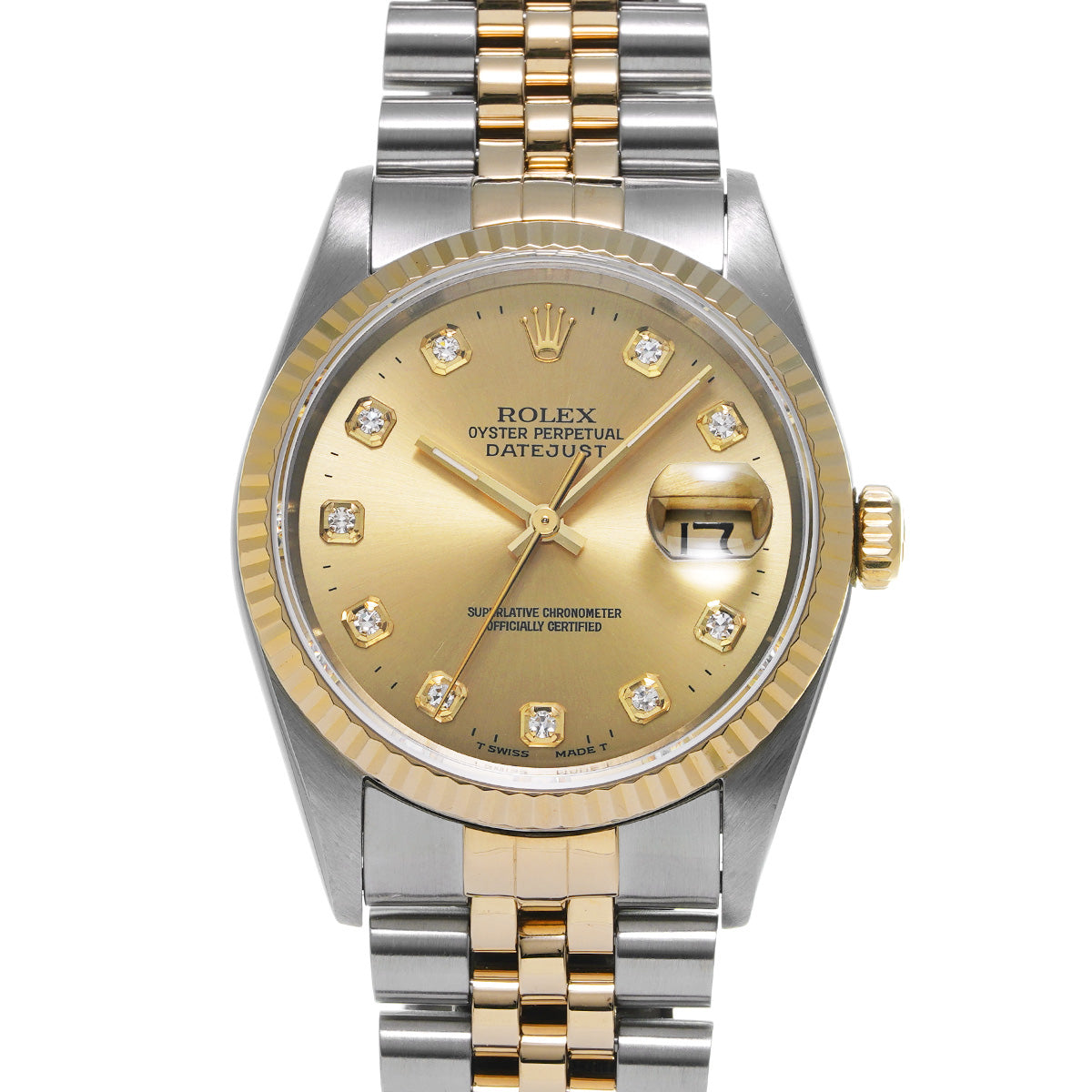 ROLEX ロレックス デイトジャスト 10Pダイヤ 16233G メンズ YG/SS 腕時計 自動巻き Aランク 中古 