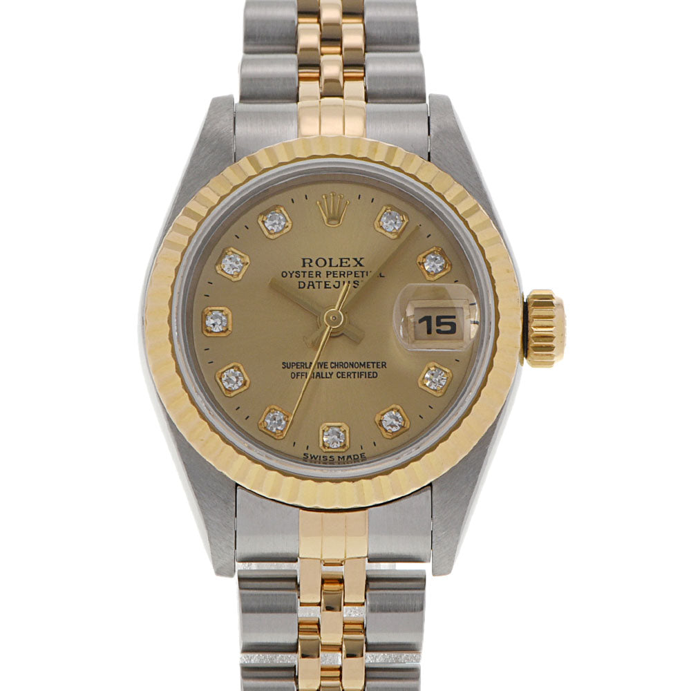 ROLEX ロレックス デイトジャスト 10Pダイヤ 69173G レディース YG/SS 腕時計 自動巻き シャンパン文字盤 Aランク 中古 