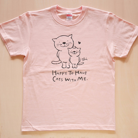 にゃんきーとすＴシャツ「ねこがいてよかった」ベビーピンク 10％OFF