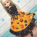 リカちゃん服ワンピース　〜ハロウィンパンプキン(オレンジ)〜