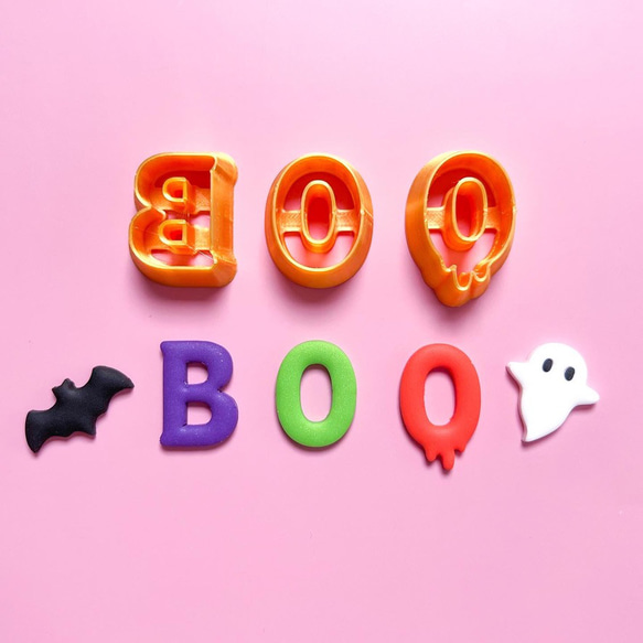 ポリマークレイカッター：ハロウィン【BOO】３文字セット